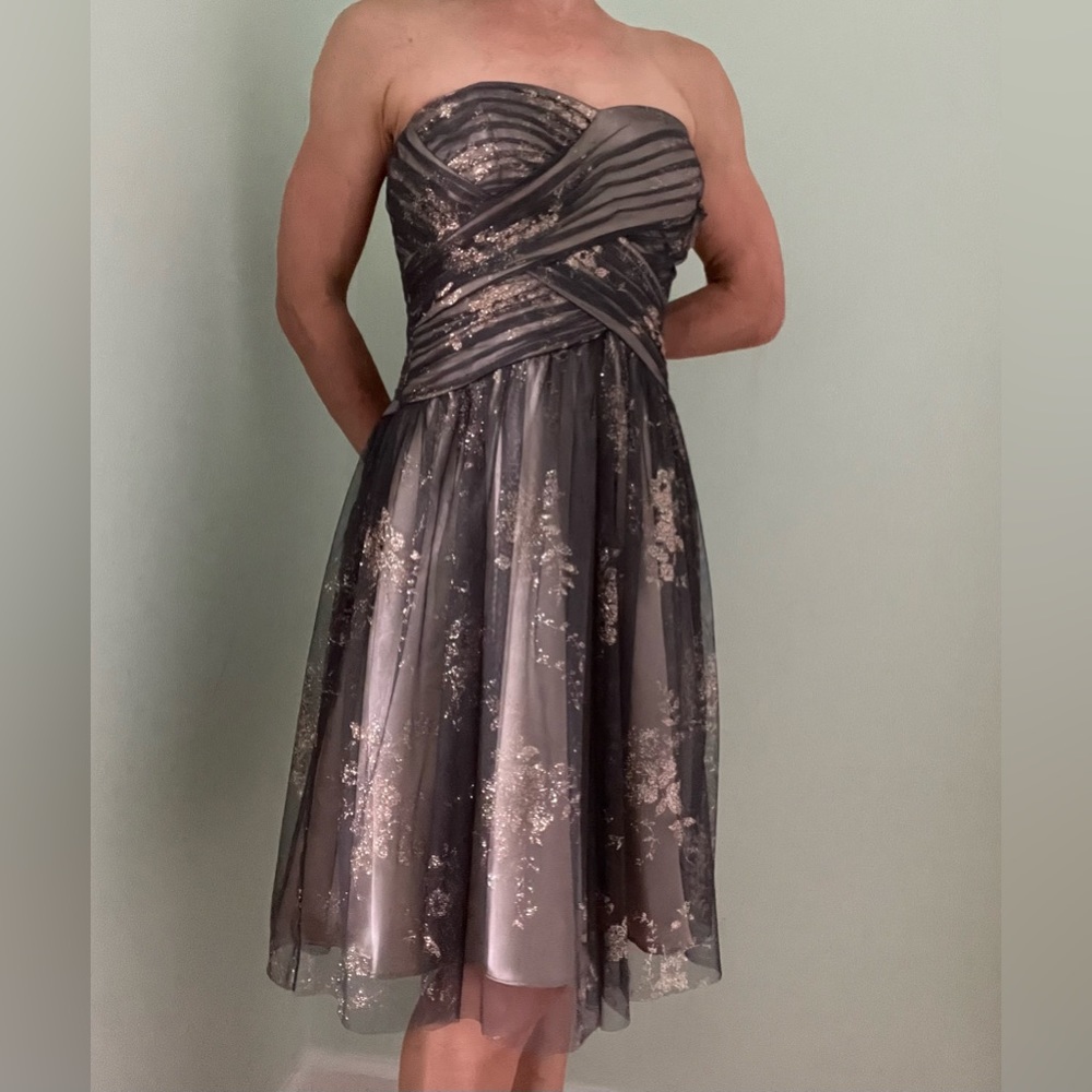 Adrianna Papell strapless midi dress
